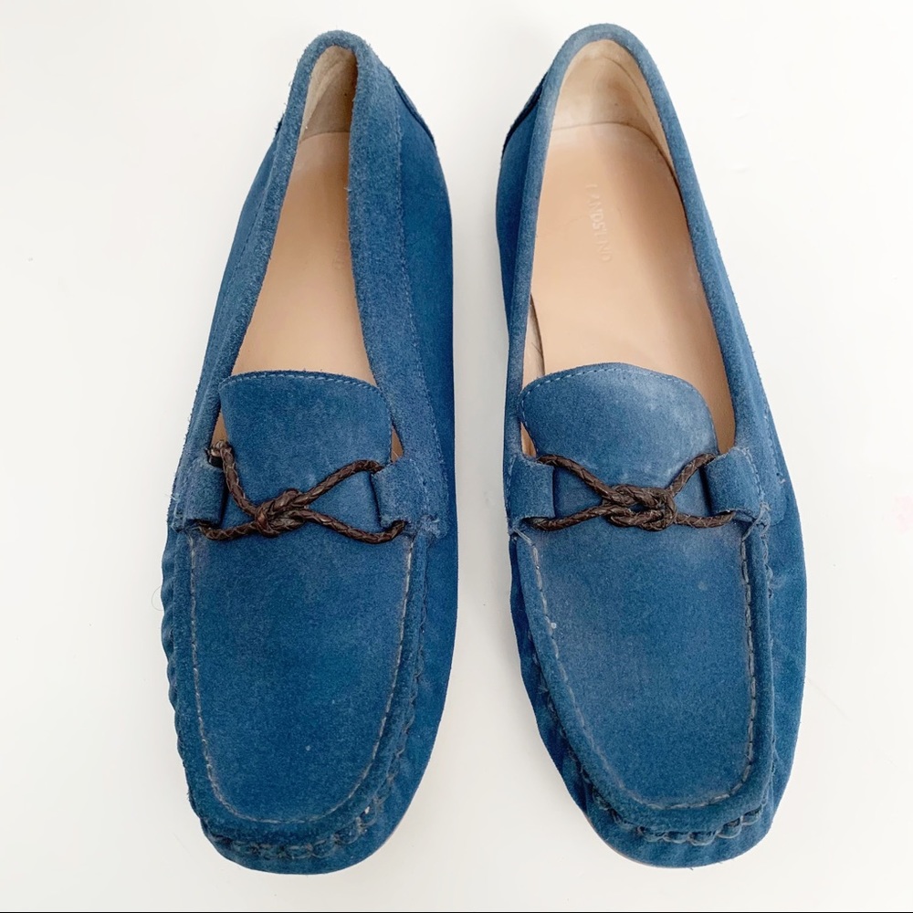 LANDS END Blue Suede Leather Driving Loafers